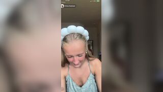 Chloe Basham TikTok live partial nip slip with tons of tan line tit downblouse