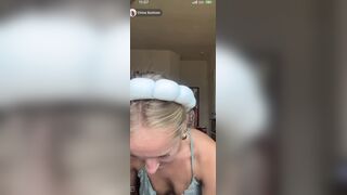Chloe Basham TikTok live partial nip slip with tons of tan line tit downblouse