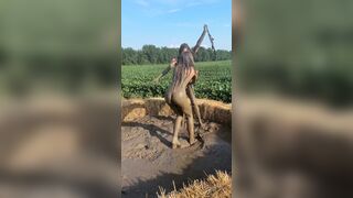 Anya Lacey & Livinia Roberts strip and mud wrestle naked