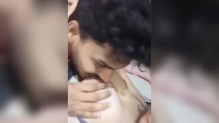 Indian Babe Teases Her Tits While BF Licks Them