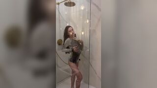 Gloria Sol Pleasures Herself Under Hot Shower Spray