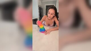 BigBootyBaileyVIP Rides A Vibrant Rainbow Dildo