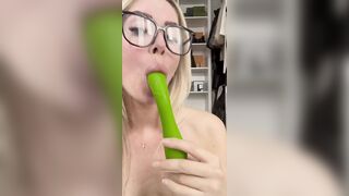 Bella Sinner Gags On A Giant Cucumber In Cock Play