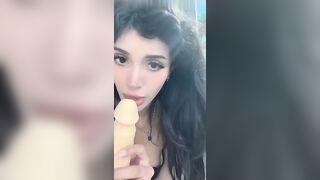 Woffee Teases With Dildo Licks For The Camera