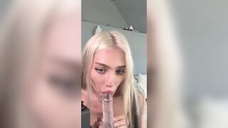Alexandra Marianna Deepthroats A Clear Glass Dildo