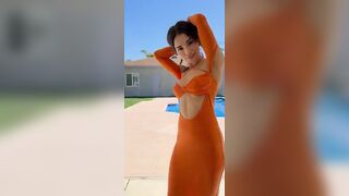 Jameliz Strip Down Her Red Dress And Masturbates Her Tiny Cunt