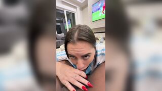 Jade Teen Gives A Blowjob During The Match