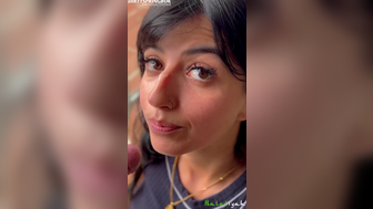 Aaliyah Yasin Smokes And Sucks A White Cock And Take Cum Facial Leak Porn Video